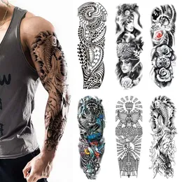 Other Tattoo Supplies Large Arm for Men Waterproof Temporary Sticker Sleeve Fish Skull Fake Women 230921