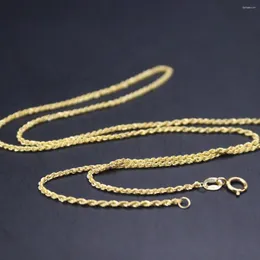 Цепочки из настоящего желтого золота 18 карат, цепочка для женщин, ожерелье с веревочными звеньями 1,1 мм, 45 см/18 дюймов, штамп Au750