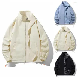 남자 재킷 남성 가을 봄 재킷 가역 가버 가능한 양면웨어 포켓 코트 긴 소매 스플래시 스플래시 탄성 커프 스탠드 칼라