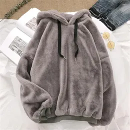 Women's Hoodies Oversized Design College Plush Autumn Winter Lazy Loose Korean Version Men Women Student Fleece Coat Pullover