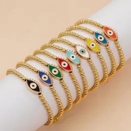 Strang Go2boho Europäisches und amerikanisches besonderes lustiges Licht-Luxus-Ornament, bunter Teufel, große Augen, Wimpern, Goldkugel-Armband für Damen