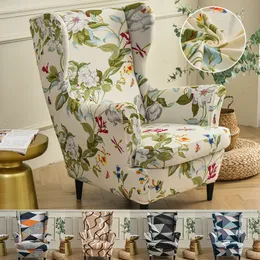 Chair Covers Stretch Printed Wing Cover Floral Style Spandex Nordic Armchair Living Room Sofa Slipcovers with Seat Cushion Case 230921