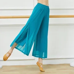 Stage Wear Chinese Ancient Style Nationality Flowing Yarn Material Wide Leg Pants Body Rhyme Training Classical Dance Dress