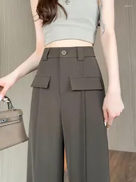 Pantaloni da donna Primavera Autunno Vita alta Abito a gamba larga Pantaloni oversize da ufficio Abbigliamento coreano Y2k giapponese Estetico Nero