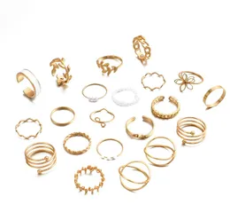 Butterfly Leaf Ring Multi Joint Ring Set 24 Piece Hollow Heart Geometric Ring