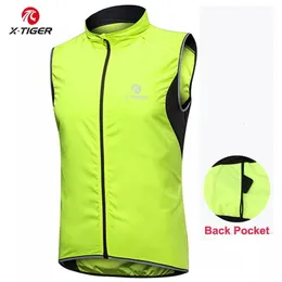 Cykeljackor X-Tiger Cycling Jacket Windproect MTB Bike Jacket Vest Outdoor Cycling Windbreaker ärmlös Rainproof Reflective Bike Clothing 230921