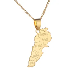 Lebanon Map Pendant Necklaces Gold Color Jewelry Liban Maps of Lebanese Patriotic Trendy Jewelry Gifts2924