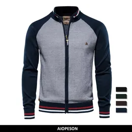 Men s Sweaters AIOPESON Spliced Cardigan Men Streetwear Casual High Quality Cotton Sweater Winter Fashion Brand Cardigans for 230921