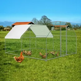 Inkubatorer kör coop 10x12ft stor metall kyckling plattformad walkin höna bur utomhus fjäderfä med vattentätt täckning för backyar 230920