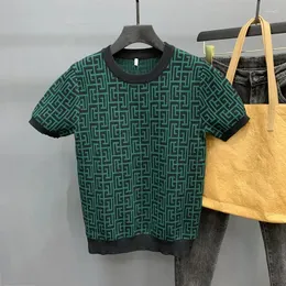 Männer T Shirts Brief Drucken Gestrickte T-shirt Herbst Kurzarm Casual Business Sozialen Oansatz Tops Tees Streetwear