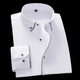 Camisas de vestido masculinas camisa branca para homens mangas compridas negócios casual cor sólida camisas masculinas camisas masculinas slim fit roupa interior 5xl 6xl 7xl 8xl l230921