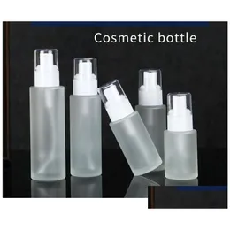 Packing Bottles Wholesale 20Ml 30Ml 40Ml 60Ml 80Ml 100Ml 120Ml Frosted Glass Cosmetic Bottle Lotion Pump Refillable Liquid Per Spray D Dh6Kn