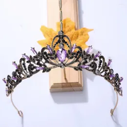 Hair Clips KMVEXO Vintage Black Purple Tiara Crown Crystal Rhinestone Wedding Accessories Queen Princess More Color Head Jewelry