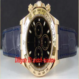 Najwyższej jakości luksusowy mans zegarki skórzana bransoletka męska 40 mm 18 -kt Złoty czarny indeks na pasku - 116518 Mechaniczna marka mody 223b