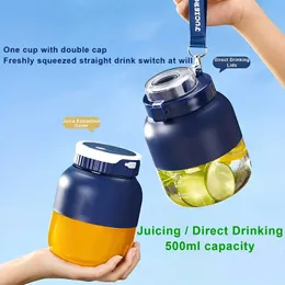 1pc Mini Models Portable Sports Juicer, Juicing Straight Double Cover, 8 Leaves 304 Steel Blade, Large Capacity 600ml, Pulp Filter, Easy To Clean, Wireless Portable Travel