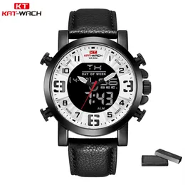 Marca de topo relógios masculino pulseira couro relógio pulso masculino marca luxo relógio quartzo cronógrafo à prova dwaterproof água preto kt1845230h