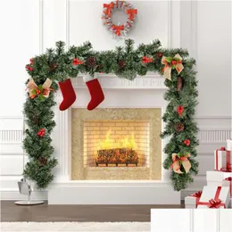 Dekoracje świąteczne ozdoby świąteczne drzewo girland rattan dom domowy sosna wisząca zielony sztuczny wieńc
