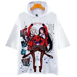 Japan Anime Kakegurui 3D Print Hooded T Shirt Women Men Jabami Yumeko Momobami Kirari Short Sleeve Funny Tshirt Cosplay Costume252O