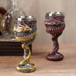 Mugs Creative Asian Dragon Coil Goblet Wine Retro Beer Mug Stainless Steel Viking Cup Drinkware Coffee Cups Dirthday Gifts