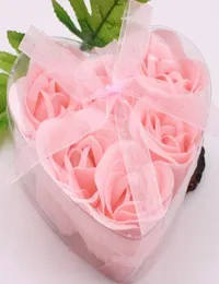 12 Boxen 6 Stück rosa dekorative Rosenknospenblätter Seifenblumen Hochzeitsgeschenk in herzförmiger Box1975736