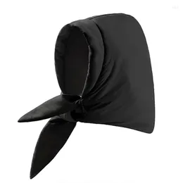 Berets 1PC Hat Headscarf Down Cotton Triangle Scarf Warm Winter Hood Puff Outdoor Women 2023 Neck