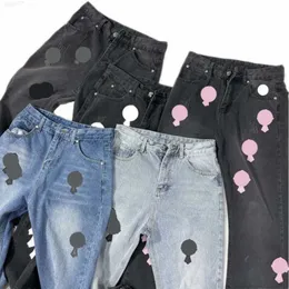 2023 Mens Jeans Designer Faça Velho Lavado Chrome Calças Retas Coração Carta Impressões para Mulheres Homens Casual Long Styledx1b
