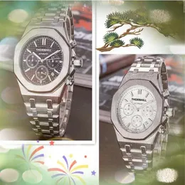 Hip Hop Iced Out Herren voll funktionsfähige Uhren Stoppuhr 42 mm Quarzwerk Herrenuhr Edelstahl Gummigürtel Armbanduhr mont251D