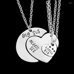 Pendant Necklaces 3 Piece Set Of Fashion Ladies Necklace Big Sister Heart-shaped Alloy Creative BFF Friend Friendship Jewelry Collar