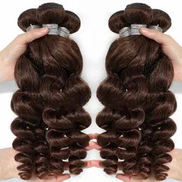 Lace Wigs 4 Chocolate Brown Loose Wave Human Hair Bundles 1 3 4 Pcs Lot 8 32 Inch Raw Indian Double Weft Deep Bundle 230920