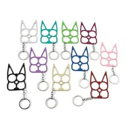 Keychains Lanyards Fashion Cute Cartoon Cat Pendant Self Defense Key Rings Kitten Head Bell Car Bag Keychains Creative Outdoor Sel3455423