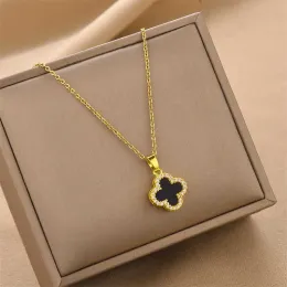 Mode enkla dubbelsidiga skåpbilar Cleef Clover Necklace Women's Light Luxury High Fashion New Versatile Collar Chain Valentine's Day Gift
