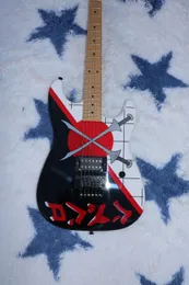Custom Black Electric Guitars Sword Inlay Double Shake Maple Fretboard Black