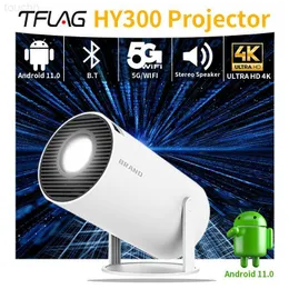 Projektörler Hy300 Projektör TFLAG 4K Android Wifi Mini Bluetooth LCD Taşınabilir değil T4/T2 200ANSI 1+8GB Projektör Ev Ofisi L231127