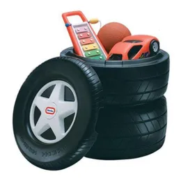 Dekorativa plattor Kid Classic Racing Tire Toy Storage Bins bröst som en tvättkorg reversibelt lock kan också användas Hilly Raceway Organizer 230921