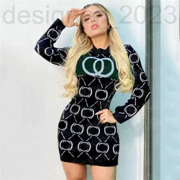 Grundläggande avslappnade klänningar Designer Classic Letter Sweaters Dress for Women Autumn Winter Sticked Lady Womens Clothing On7T