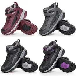 Vintervattentäta bomullsskor Dark Purple Red Grey Non-Slip Snow Boots Outdoor Sports Color4