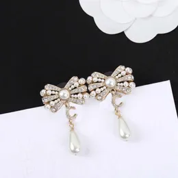 2022 Top quality Charm drop earring with diamond and nature shell beads knot shape for women wedding jewelry gift have box PS7800299S