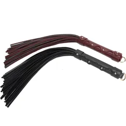 Whips Crops 52CM PU Leather Horse Whip Handmade Suede Flogger Bull Whip Cowhide Horse Riding Whip 230921