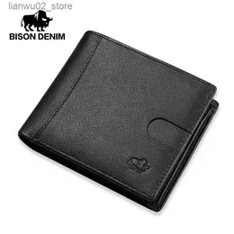 Money Clips BISON DENIM Genuine Leather Men Wallet Fashion Cowhide Coin Pocket Card Holder Men Bifold Purse High Quality Short Wallets N4502 Q230921