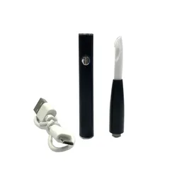 Premium Wax Dabbler Faca Quente Colher de Bobina de Cerâmica 350mAh Carregamento USB Pré-aquecimento Tensão Variável Dab Ferramenta Para Quartz Banger Titanium Nail Glass Bong
