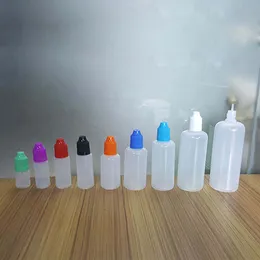 PE miękkie plastikowe butelki Para dla 5 ml 10 ml 15 ml 20 ml 30 ml 50 ml 60 ml 100 ml 120 ml Dropper igły do ​​soków płynnych Krople olejku eterycznego opakowanie kosmetyczne magazynowanie DHL