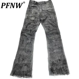 Męskie dżinsy Pfnw jesień Slim Punk Style High Street Darkwear Zużyte surowe krawędź Przystojna moda niszowa niszowa 28a2900 230921