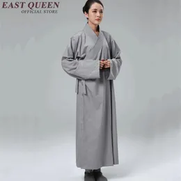 エスニック服の女性純粋な色仏教僧kshaolin shaolinユニフォームレディース伝統的な中国長袖カーディガンKK809 Y2223