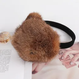 Berets Russische Frauen Winter Flauschigen Echten Pelz Ohrenschützer Damen Warme Natürliche Ohrenklappen Weibliche Outdoor Echte Ohrenschützer