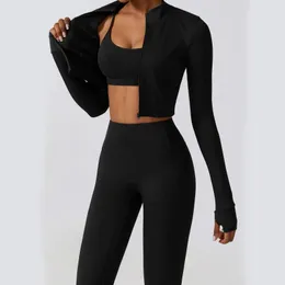 Set attivi 3 pezzi Set da palestra per donna 2023 Autunno Abbigliamento da corsa all'aperto Allenamento Yoga Abbigliamento fitness Completo Roupas De Academia Feminina Conjunto