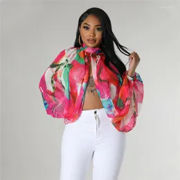 Women's Blouses Women Summer Batwing Sleeve Sexy Loose Chiffon Street Party Lace Up Split Print Beach Vacation Blouse Tops Blusa Mujer
