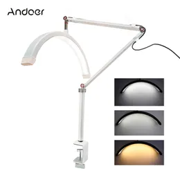 Вспышки Andoer HD-M3X Светодиодный светильник для видеосъемки в форме полумесяца Настольный кольцевой светильник 3000K-6000K с регулируемой яркостью для салона красоты, макияжа, прямая трансляция 230920