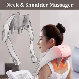 Massaging Neck Pillowws Shoulder Massager Wireless Heated Electric Massage Shawl Rechargeable Cervical Relaxation Instrument With 6 Heads 230920