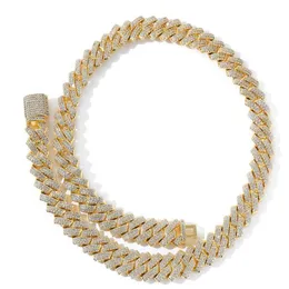 Novo colar de hip hop 14mm prong cubana link designer correntes colar moda hiphop jóias 3 fileiras strass gelado para fora colares fo230a