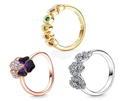 Nuevo anillo de plata de ley 100% 925 con piedras Infiniti, anillos de primavera con flores de pensamiento púrpura para boda de mujeres europeas, joyería de moda Original 7507518